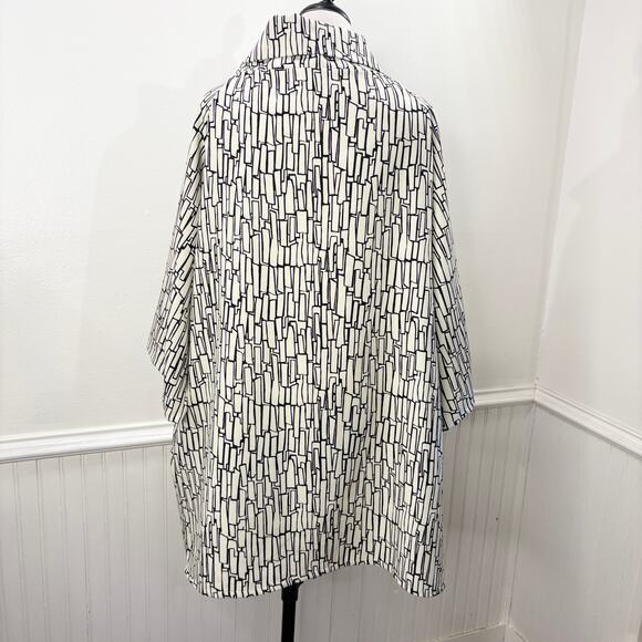 Bryn Walker Size M Top Keeley Cream and Black Geometric Print Tunic Lagenlook - Picture 3 of 13